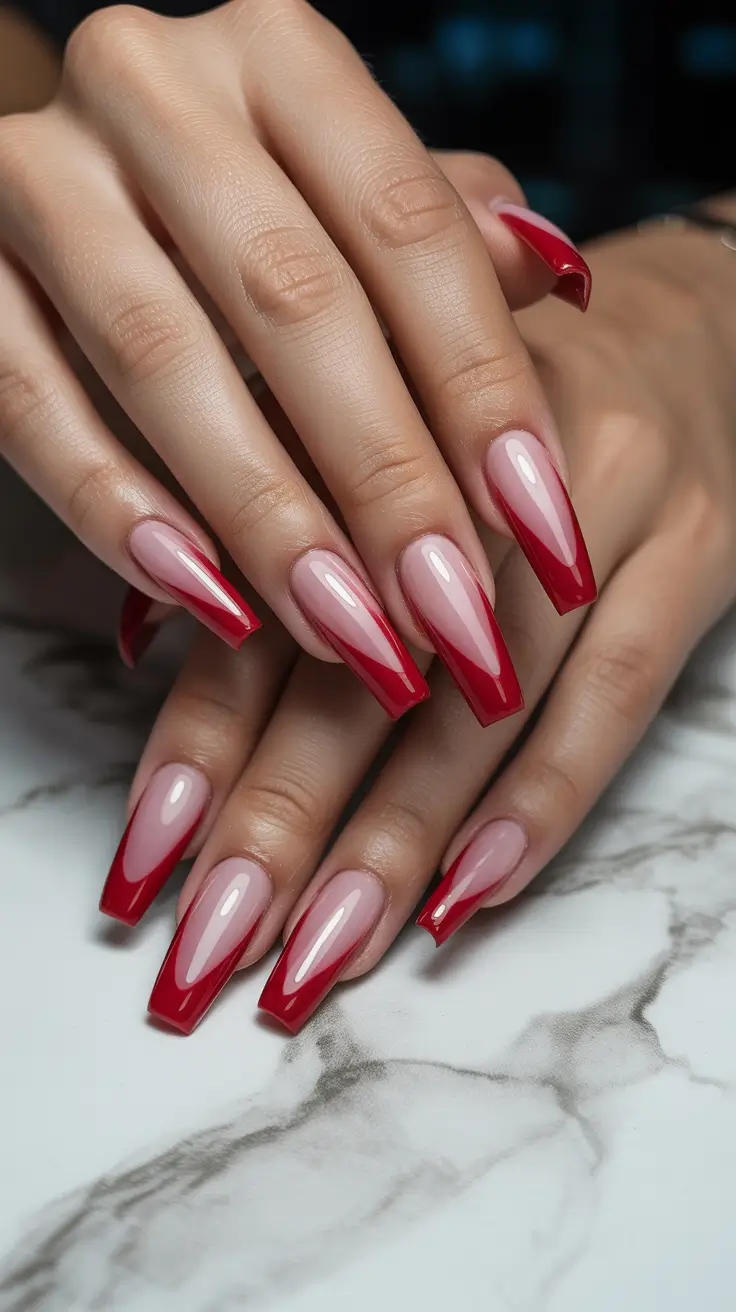 modern French nails 2026 Classic Red Sharp French