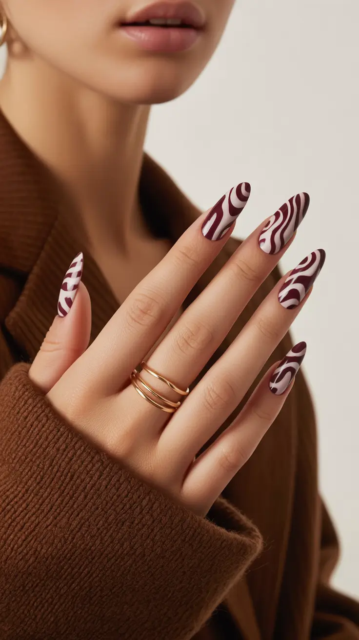 nail colors ideas for 2026 Berry Swirl Contours With Sculpted Movement