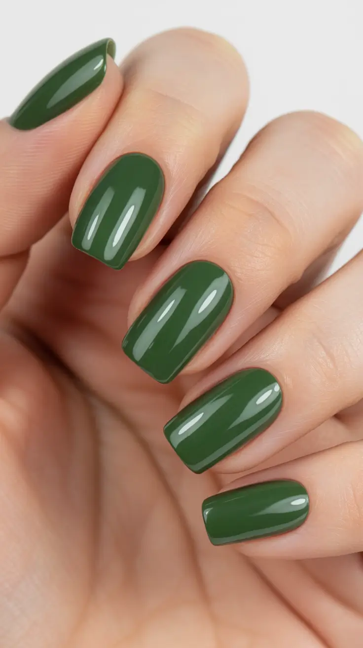 nail colors ideas for 2026 Deep Olive Green for Quiet Power