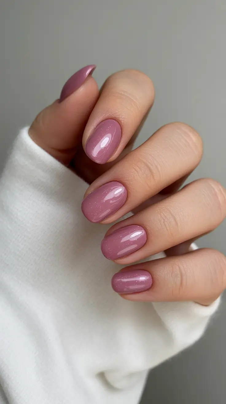 nail colors ideas for 2026 Mauve Shimmer for Soft-Spoken Elegance