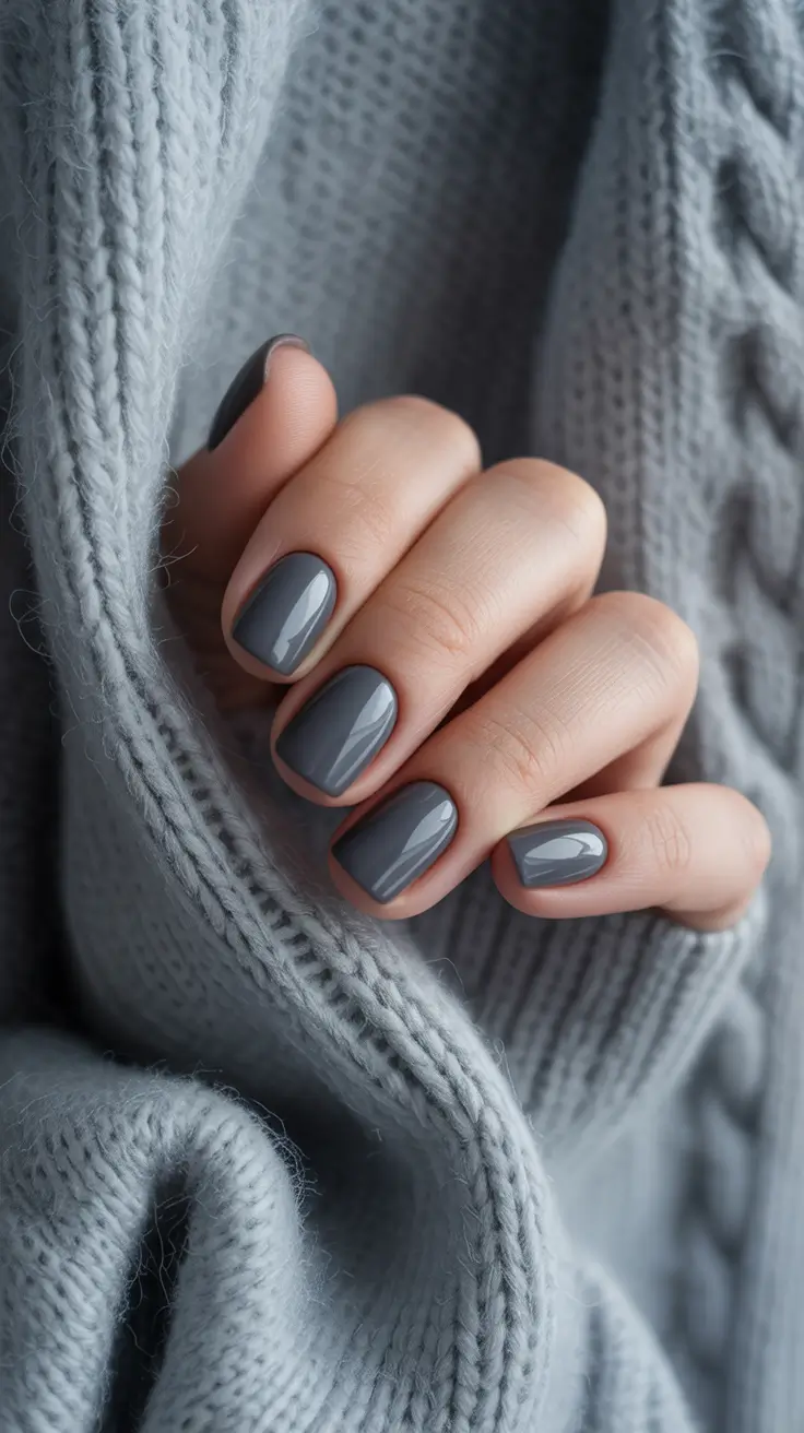 nail colors ideas for 2026 Steel Grey Comfort for Cool-Weather Days