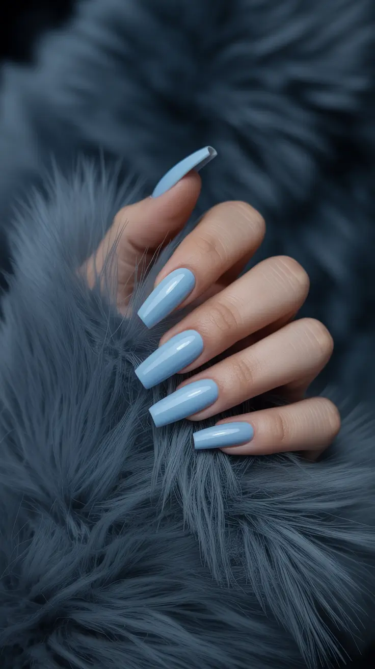 nail colors ideas for 2026 Winter Sky Blue Elegance With Sleek Length