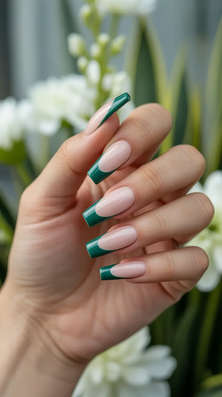 nail inspo aesthetic 2026 Emerald French Drama