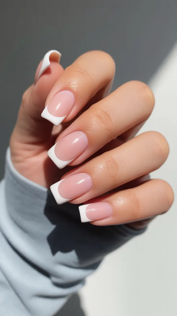 nail inspo aesthetic 2026 Crisp Winter French Classic