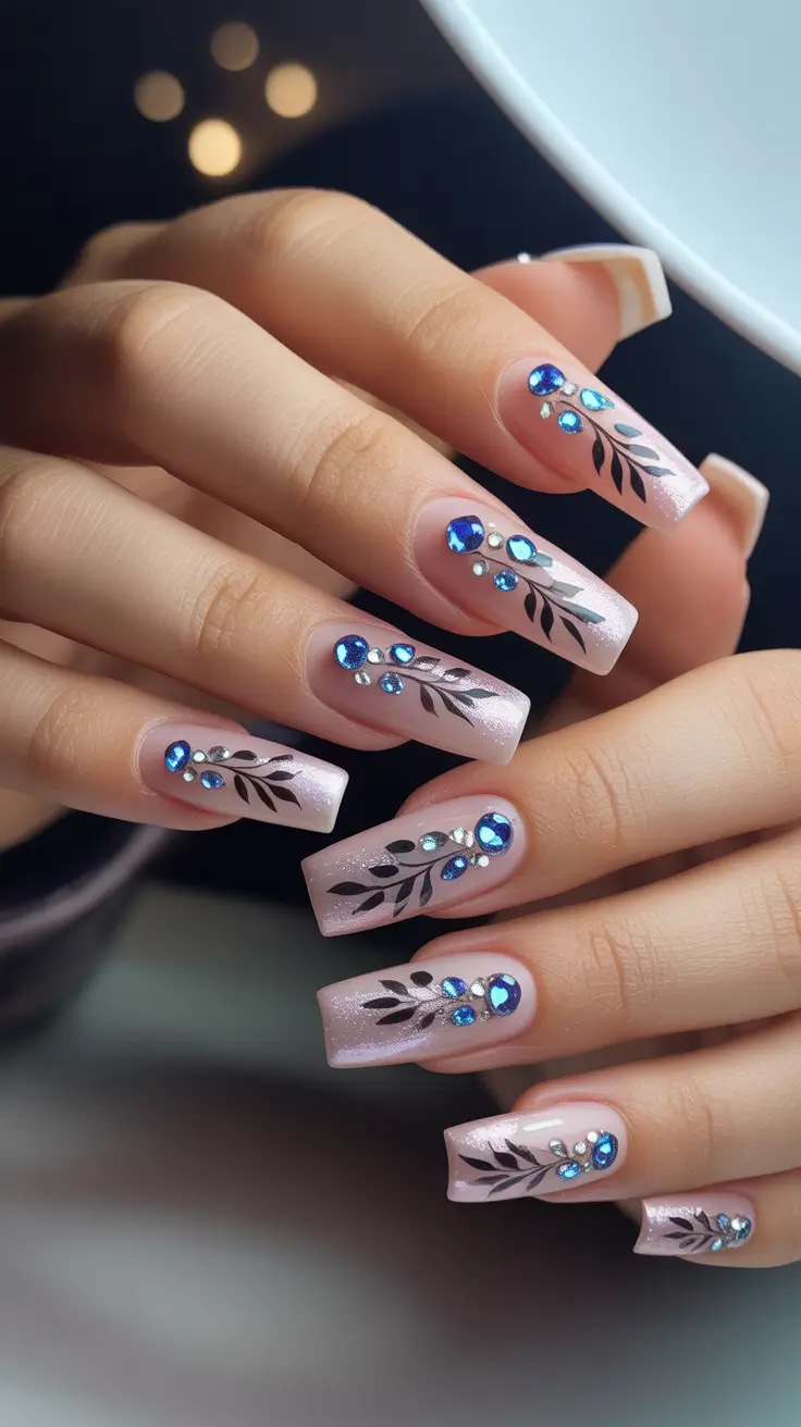 nail inspo aesthetic 2026 Crystal Petal Shimmer