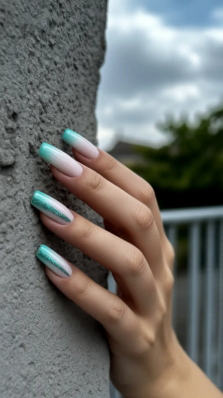 nail inspo aesthetic 2026 Mint Glow Soft Gradient