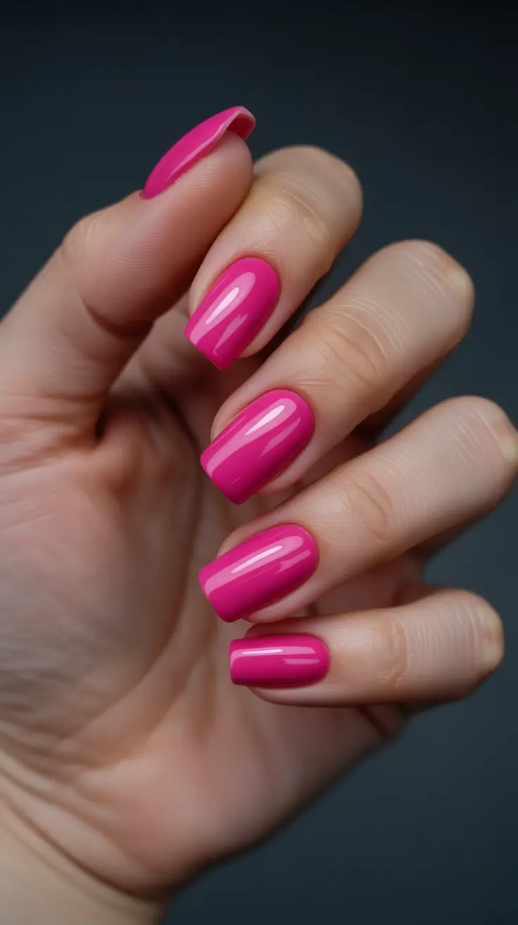 pink nail designs 2026 Bright Pink Square Chic Minimalism