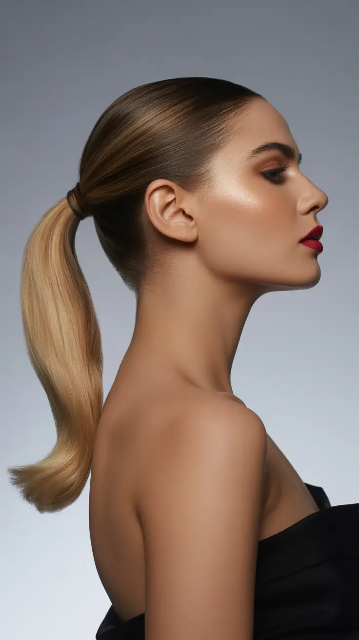 Quick and easy hairstyles 2026 Glossy Mid Ponytail With Sleek Crown