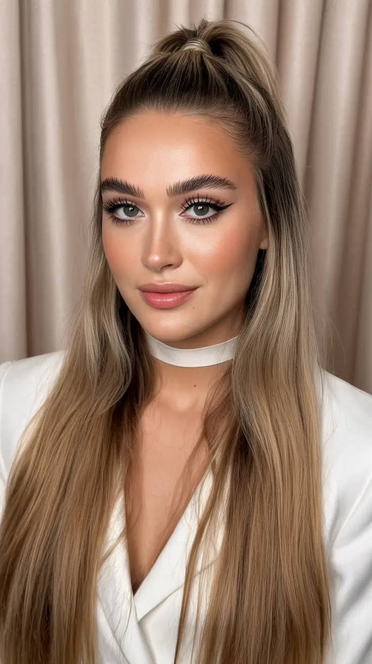 Quick and easy hairstyles 2026 Half-Up Volume Pony With Long Flowing Lengths