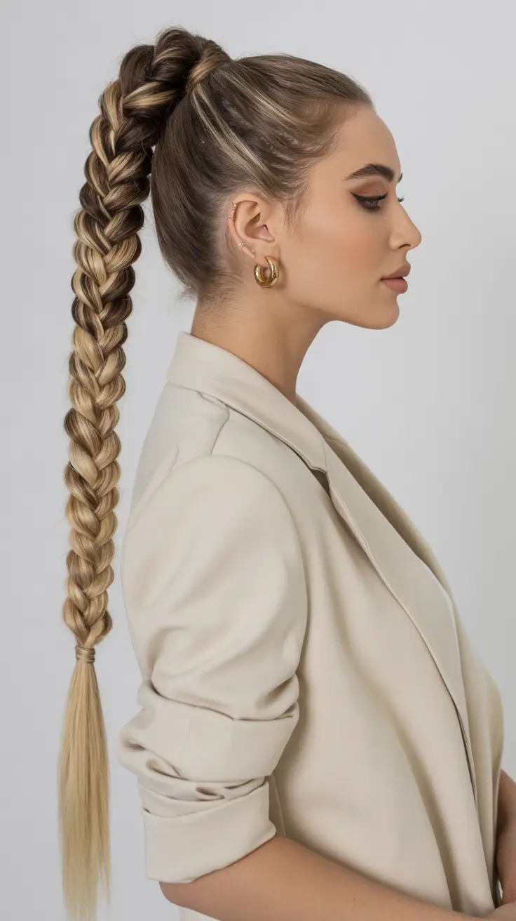 Quick and easy hairstyles 2026 Ultra-Long Dutch Braid Ponytail