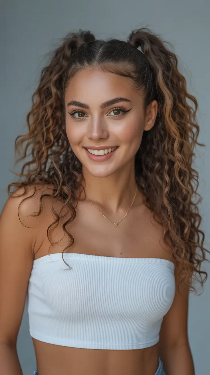 Quick and easy hairstyles 2026 Playful Curly Pigtails