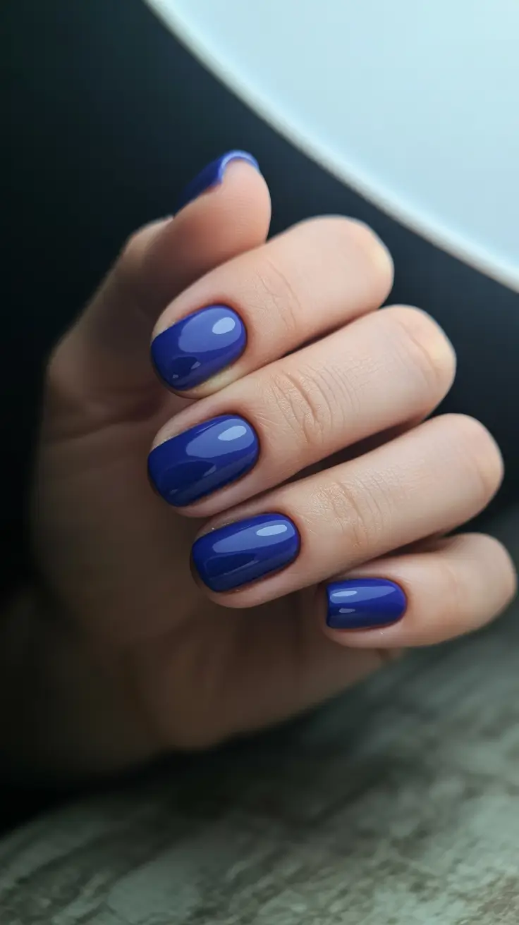 short acrylic nail designs 2026 Indigo Compact Shine