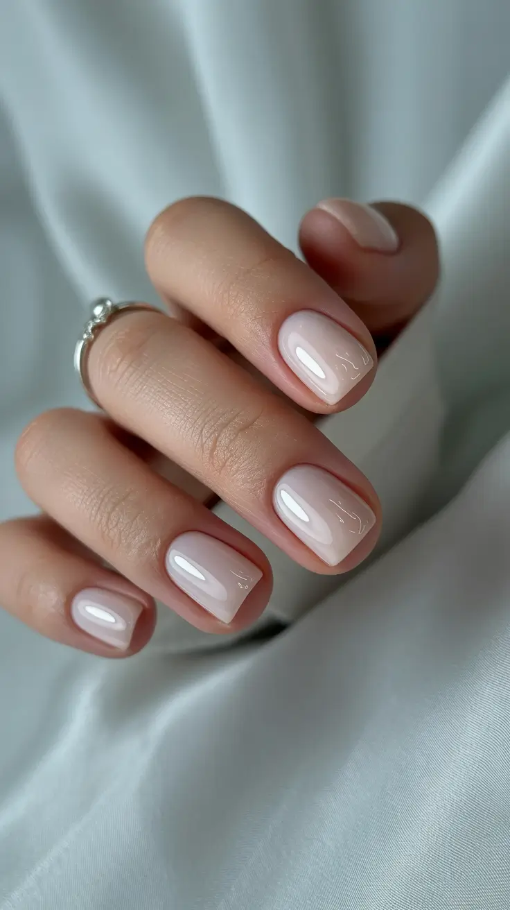 short nail designs 2026 Sheer Pearl Glow