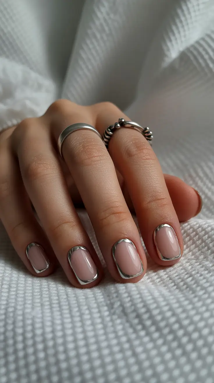 short nail designs 2026 Molten Metal Outline