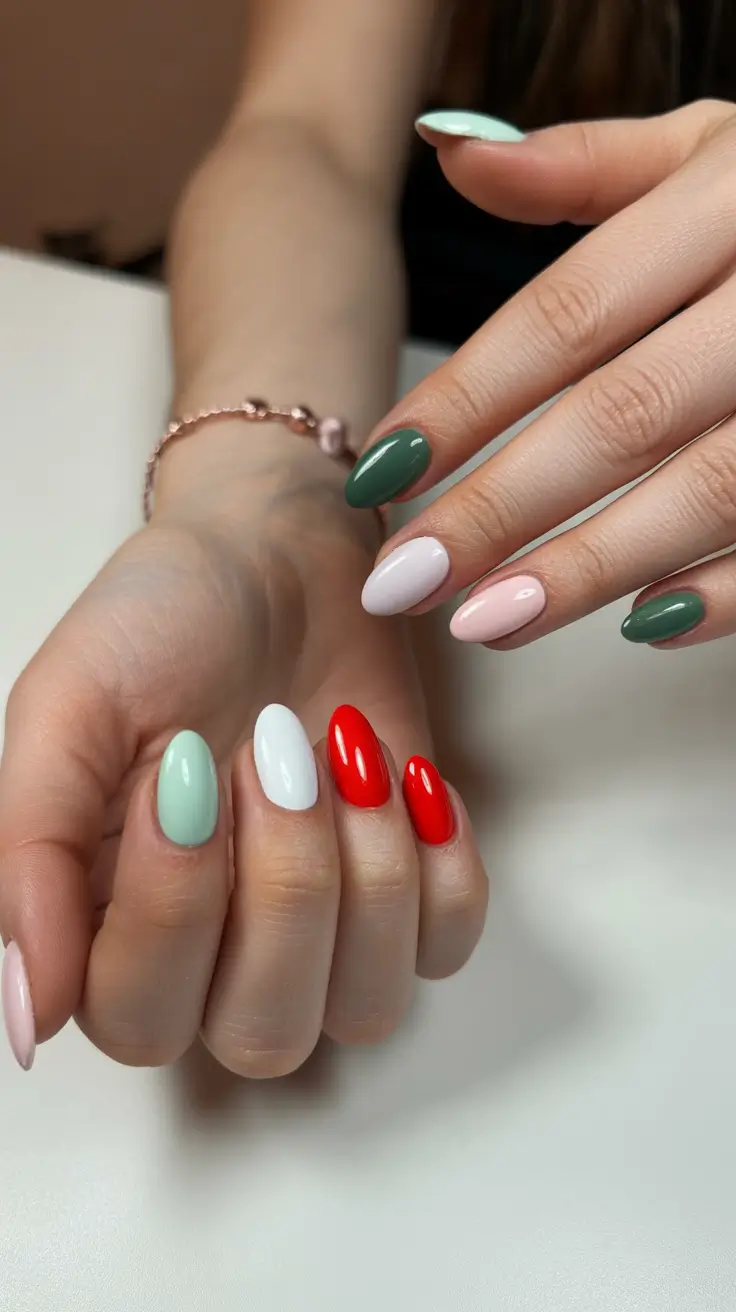 short nail designs 2026 Playful Multicolor Harmony