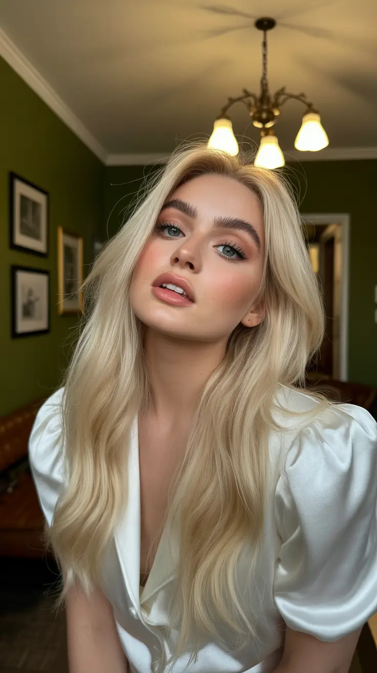 spring blonde hair color ideas 2026 Golden-Satin Blonde With Romantic Movement