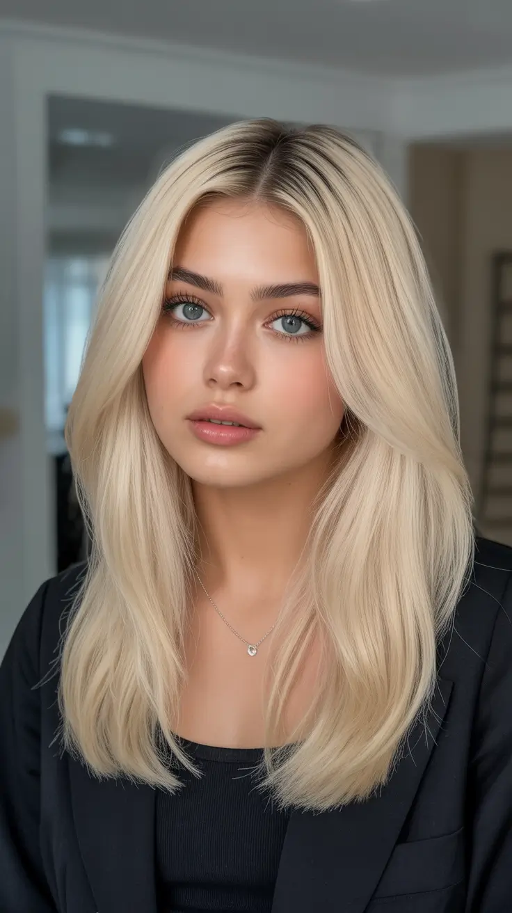 spring blonde hair color ideas 2026 Long Soft Platinum Blonde With a Bright Spring Glow