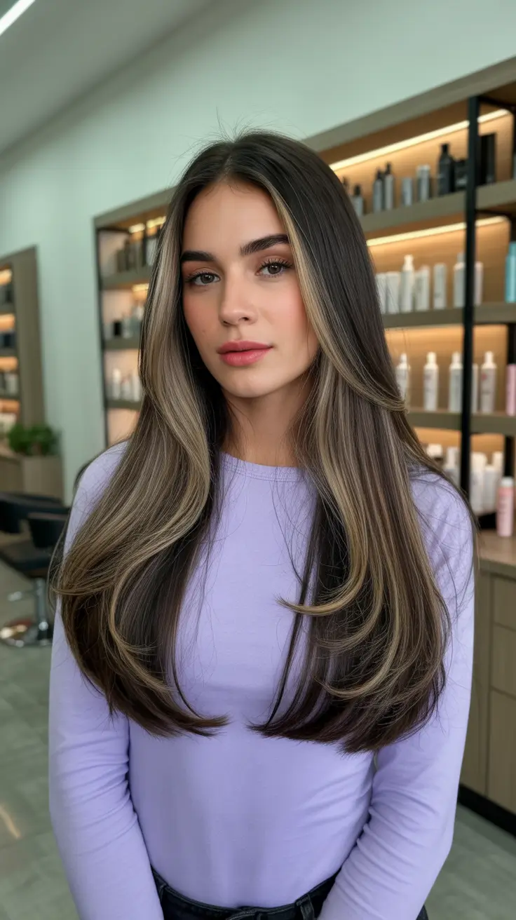 Spring Hair Color Ideas 2026 Cool-Toned Brunette with Soft Ash Face-Framing Blends