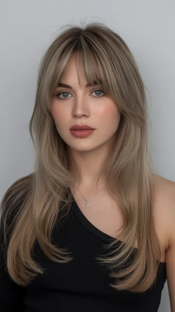 Spring Hair Color Ideas 2026 Feathered Blonde Layers with Soft Fringe