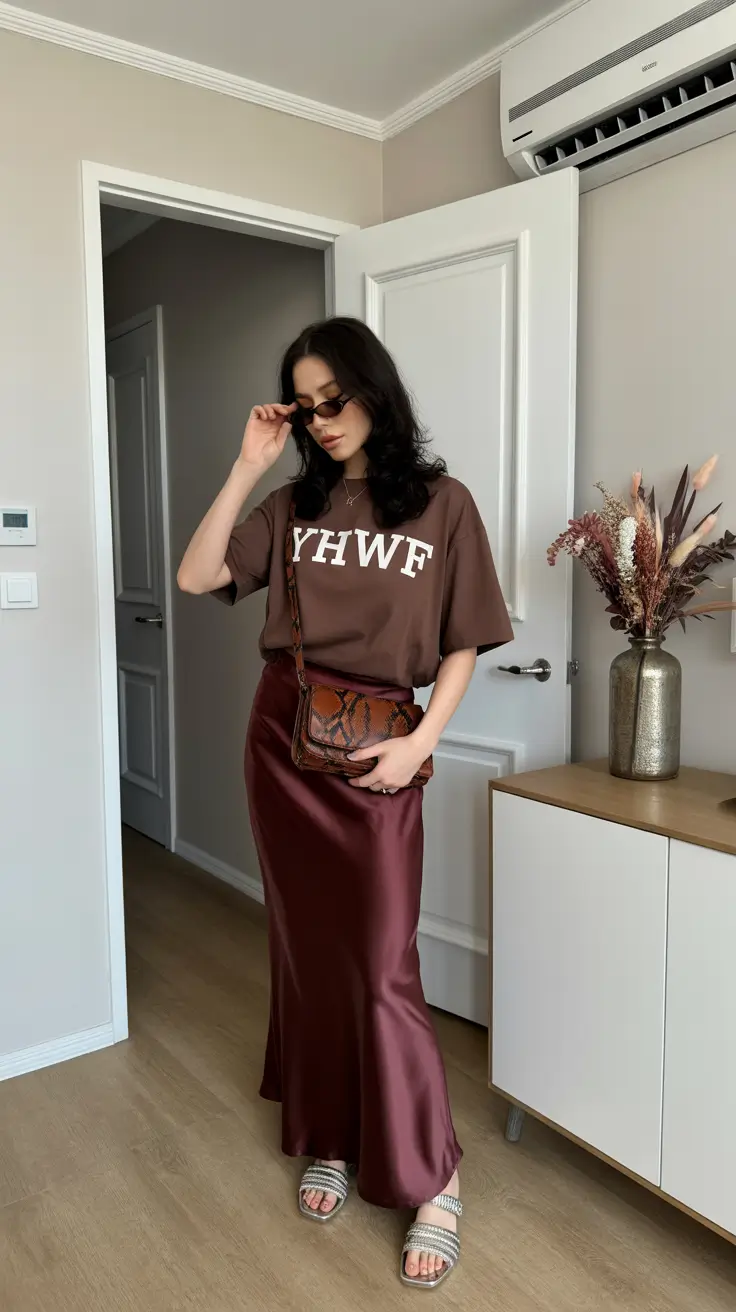 Spring Outfits for women 2026 Graphic Tees and Satin Elegance