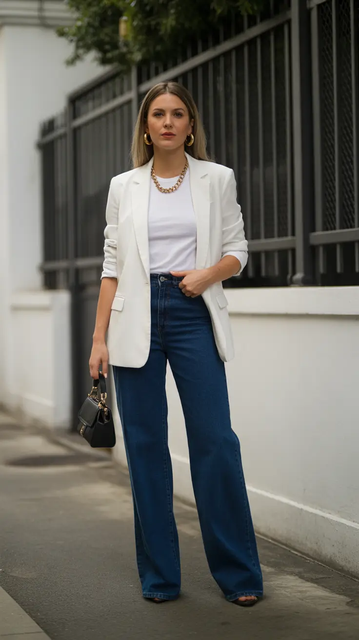 Spring Outfits for women 2026 Modern Minimal Tailoring with Denim