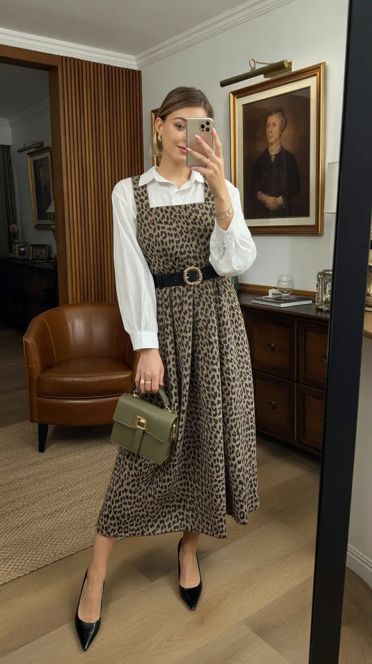 Spring Outfits for women 2026 Layered Classics with a Touch of Leopard