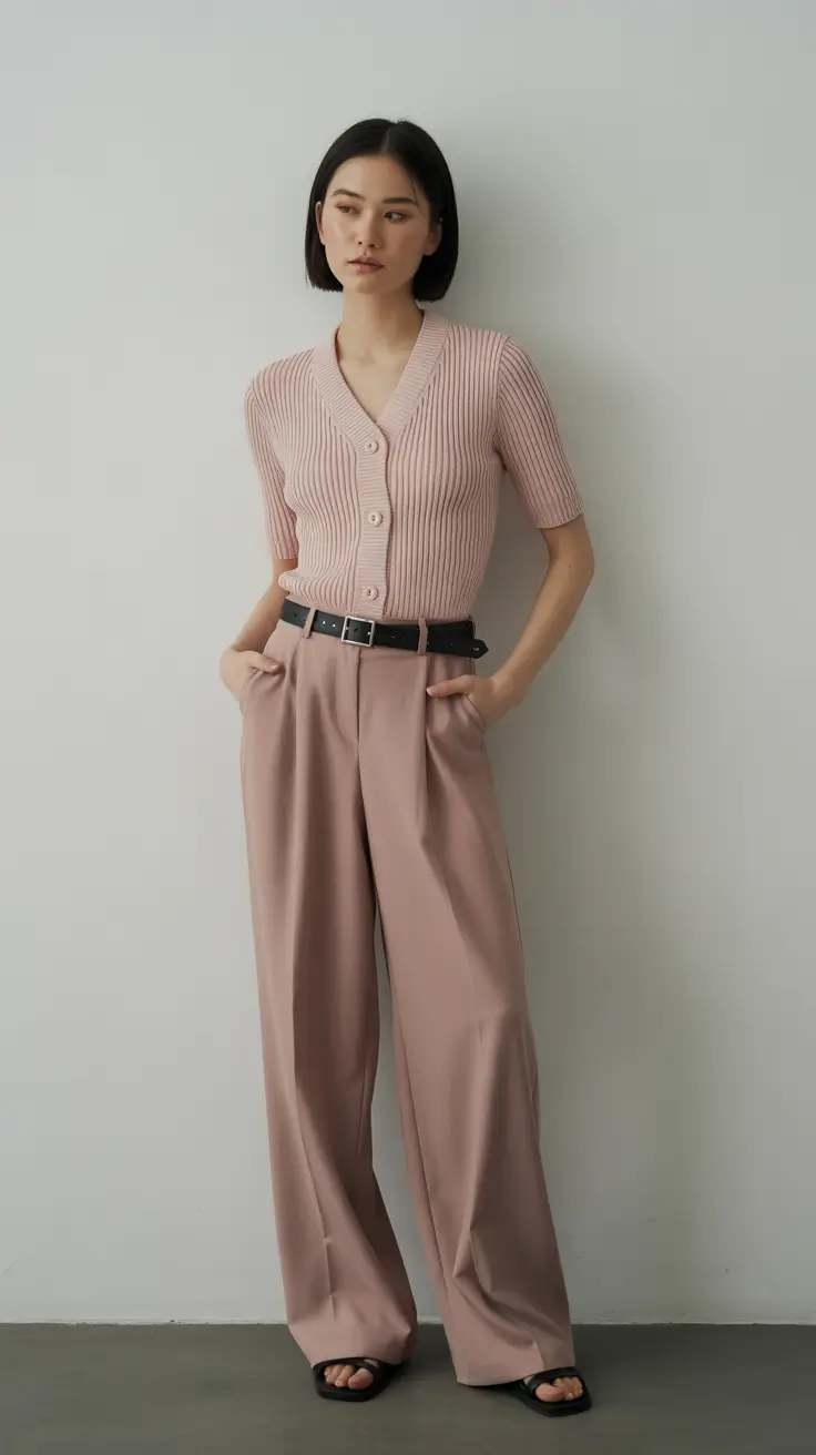 Spring work outfits 2026 Rosy Minimalism with a Soft Structure