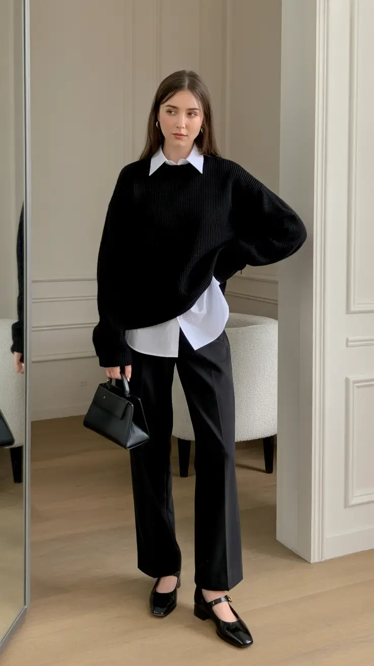 Spring work outfits 2026 Black-and-White Layers for Effortless Cool