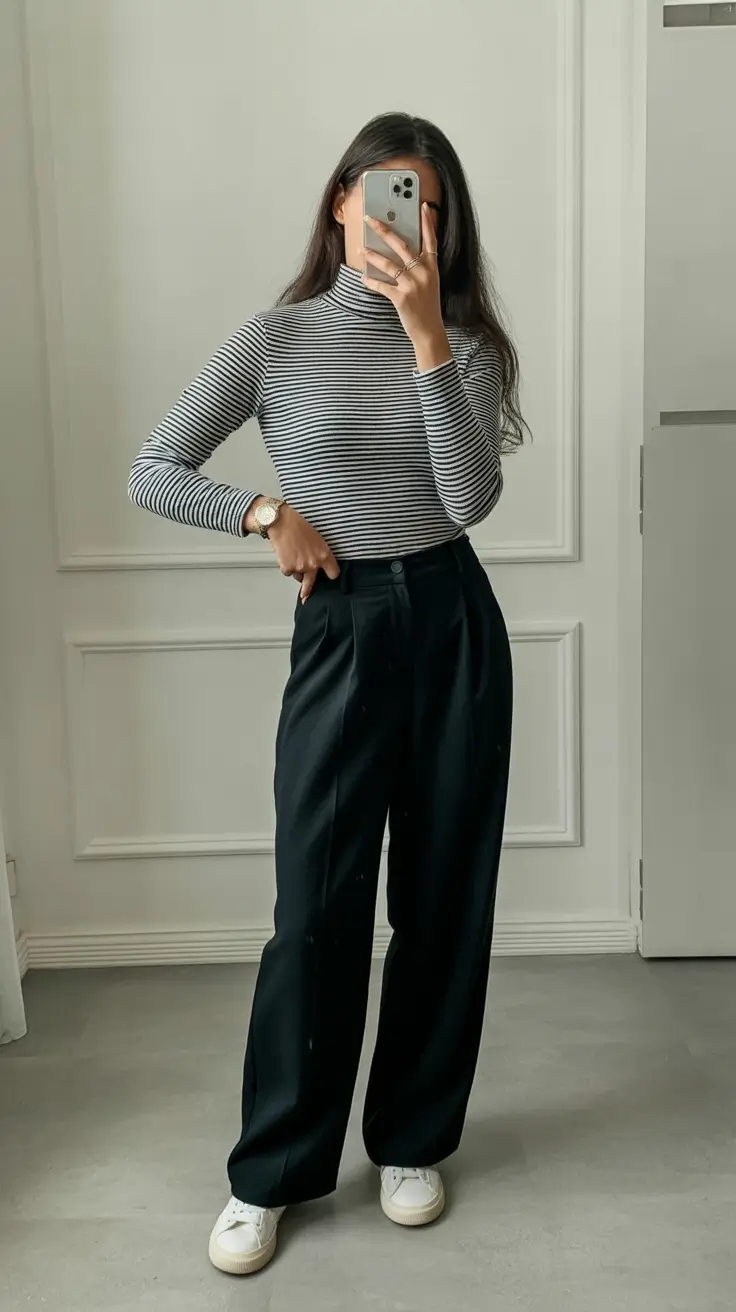 Spring work outfits 2026 Striped Simplicity for Comfortable Workdays