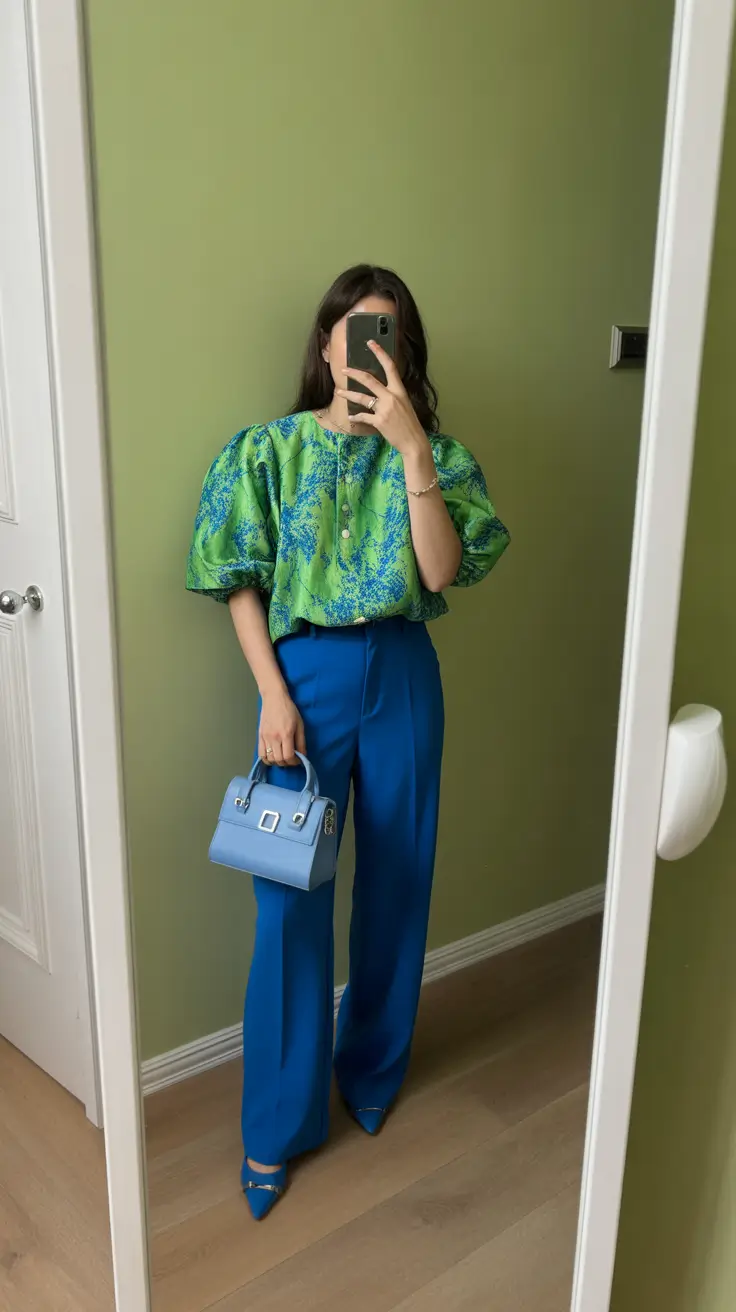 Spring work outfits 2026 Vibrant Spring Color Blocking with Sculptural Silhouettes