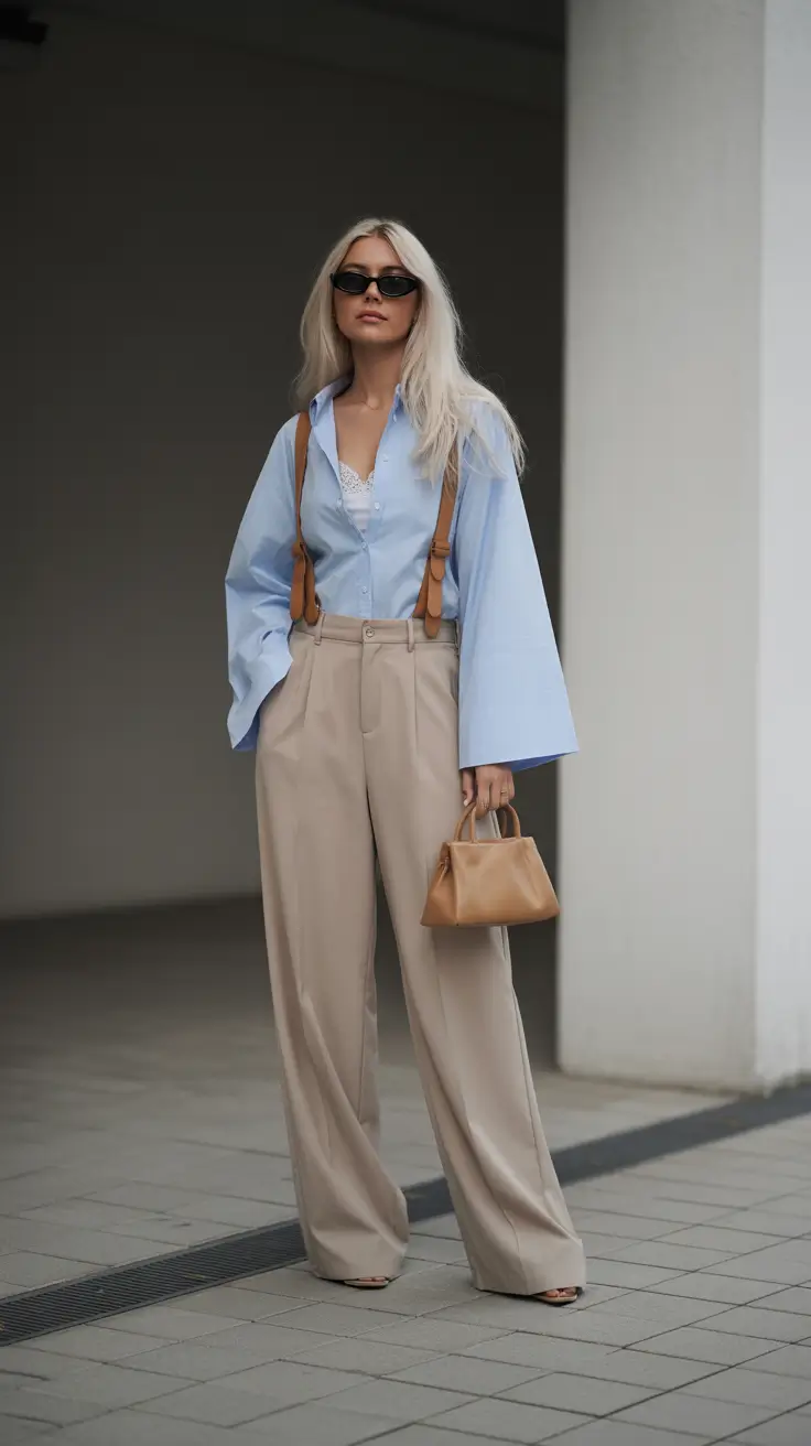 Spring work outfits 2026 Structural Blues and Streamlined Neutrals