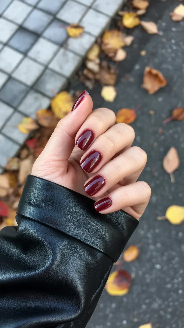 square nails ideas 2026 Deep Wine Gloss for Modern Autumn Drama