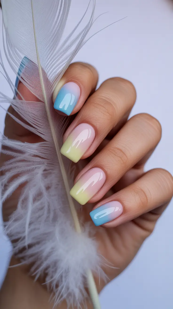 square nails ideas 2026 Pastel Ombre Harmony for Light, Airy Playfulness