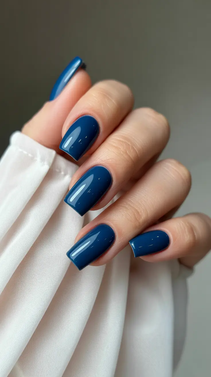 square nails ideas 2026 Deep Ocean Blue for Strong, Confident Polish