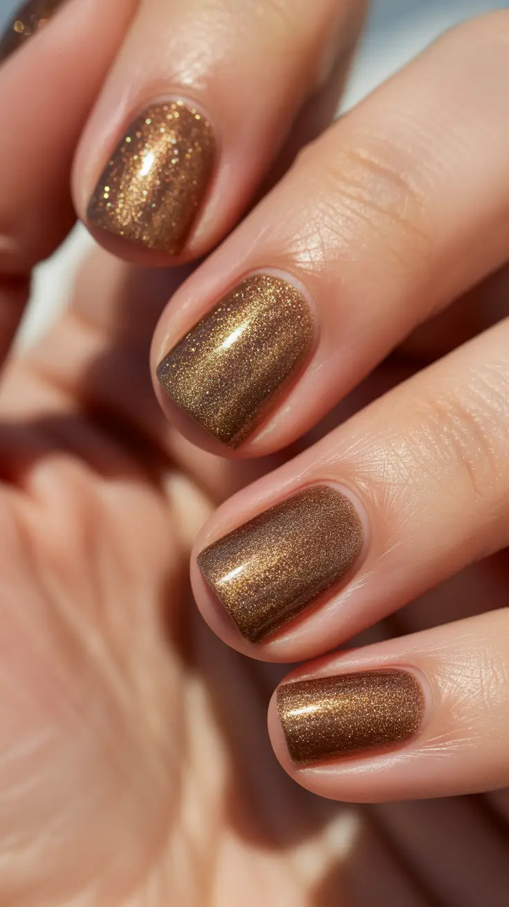square nails ideas 2026 Bronzed Shimmer for Warm, Sunlit Sophistication