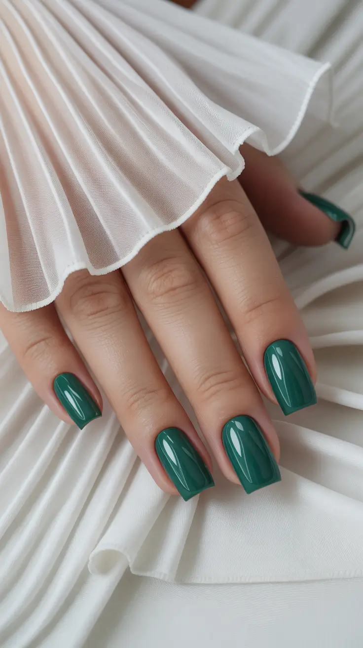 square nails ideas 2026 Emerald Calm for Sophisticated Green Moments