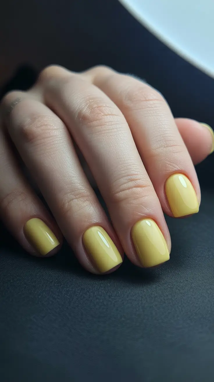 square nails ideas 2026 Warm Butter Yellow for Playful Everyday Cheer
