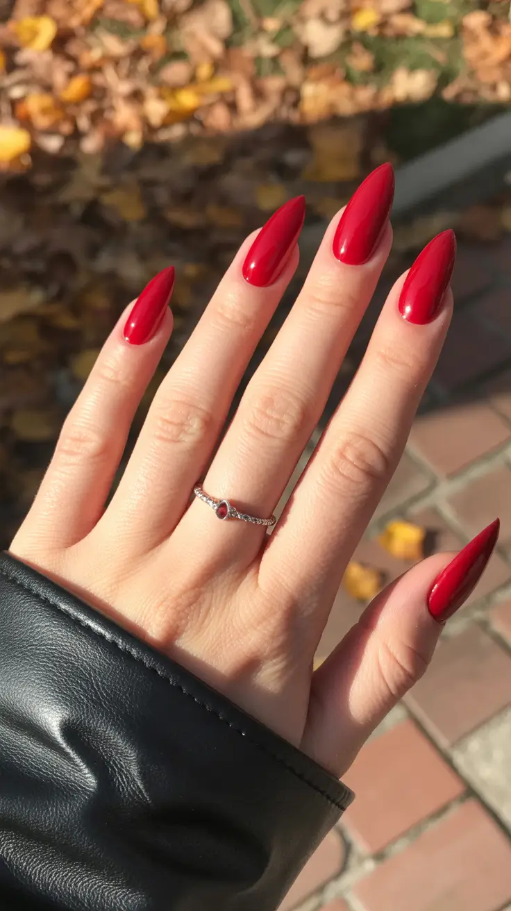 stiletto nail designs 2026 Crimson Heat Glow