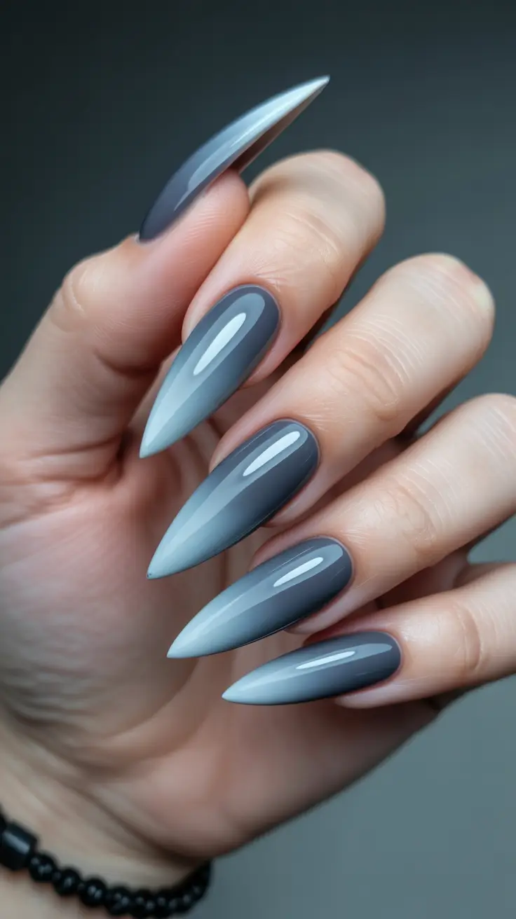 stiletto nail designs 2026 Slate Horizon Fade