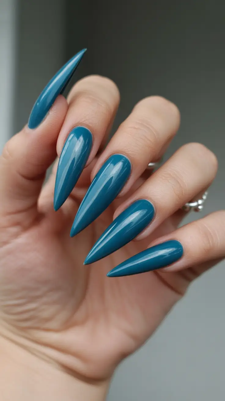 stiletto nail designs 2026 Teal Tide Surge