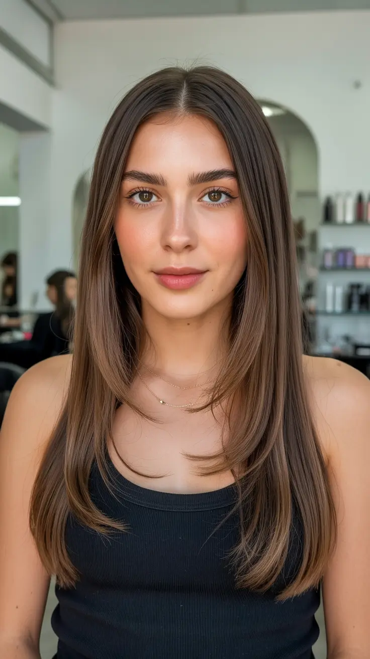 Straight hairstyle ideas 2026 Face Framing Layered Cut with Natural Shine