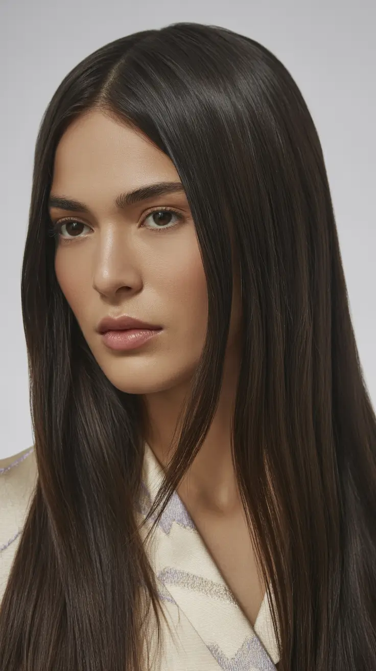 Straight hairstyle ideas 2026 Ultra Straight with Soft Layered Tendrils