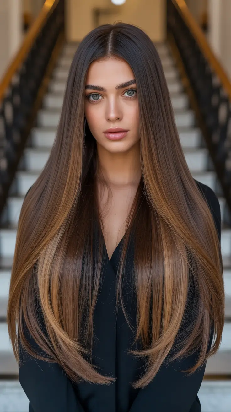 Straight hairstyle ideas 2026 Ultra Long Chocolate Melt