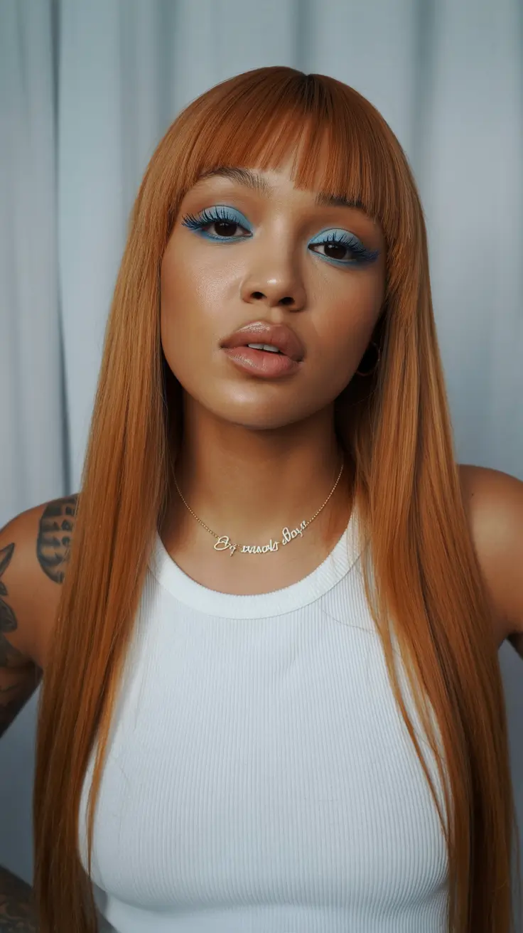 Stylish black women hairstyles 2026 amber straight bangs