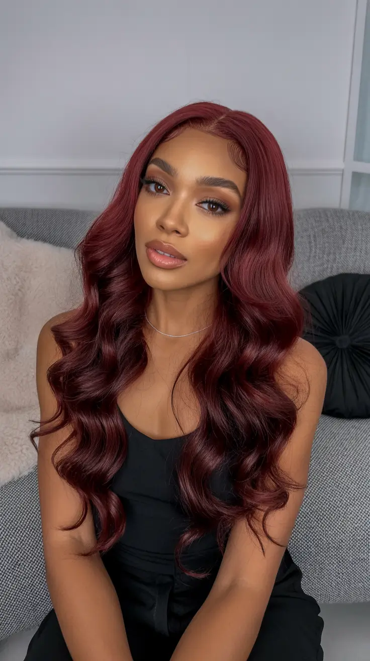 Stylish black women hairstyles 2026 merlot waves of confidence