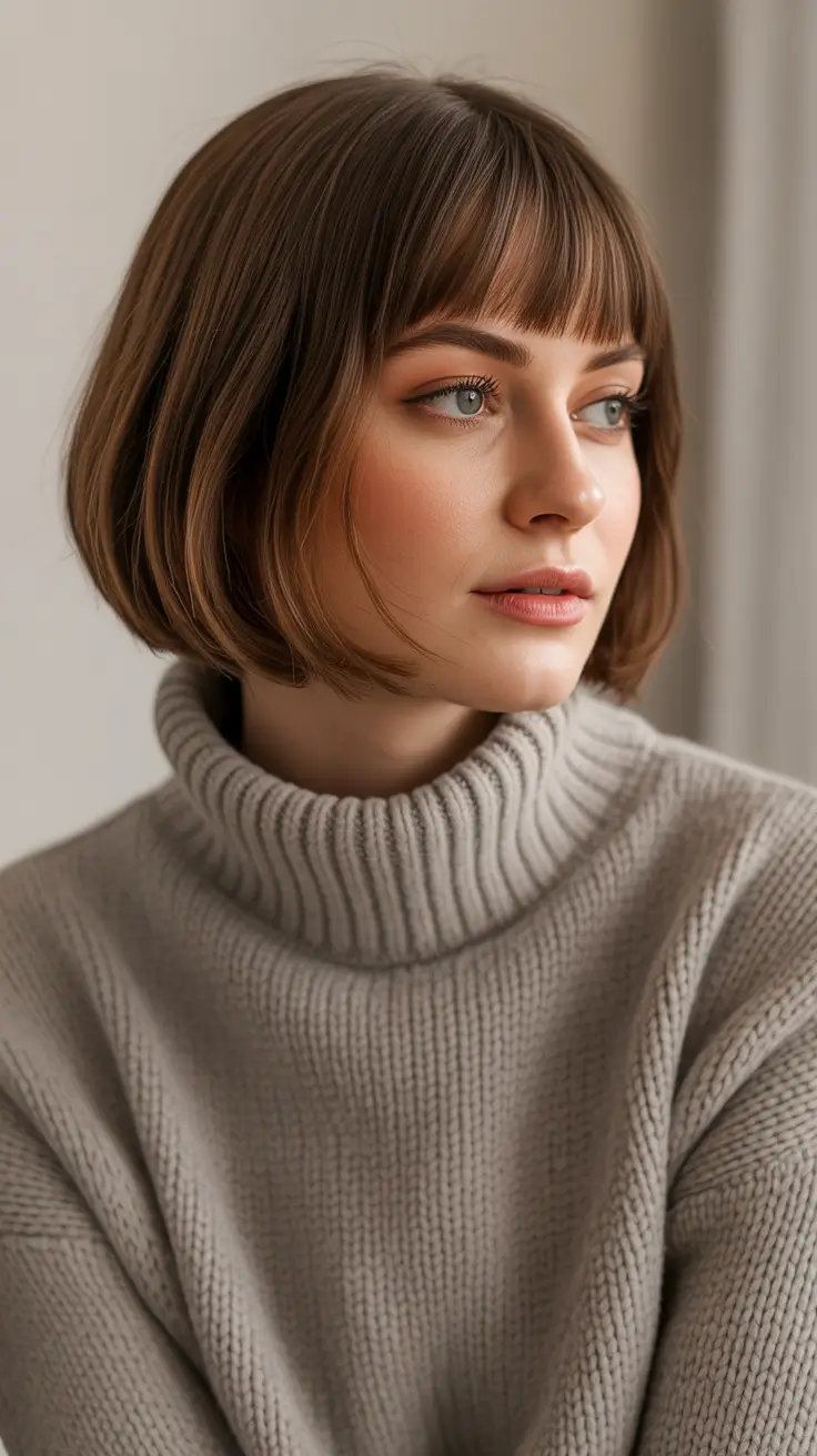 Stylish bob cuts for women 2026 Soft French Bob With Textured Mini Fringe