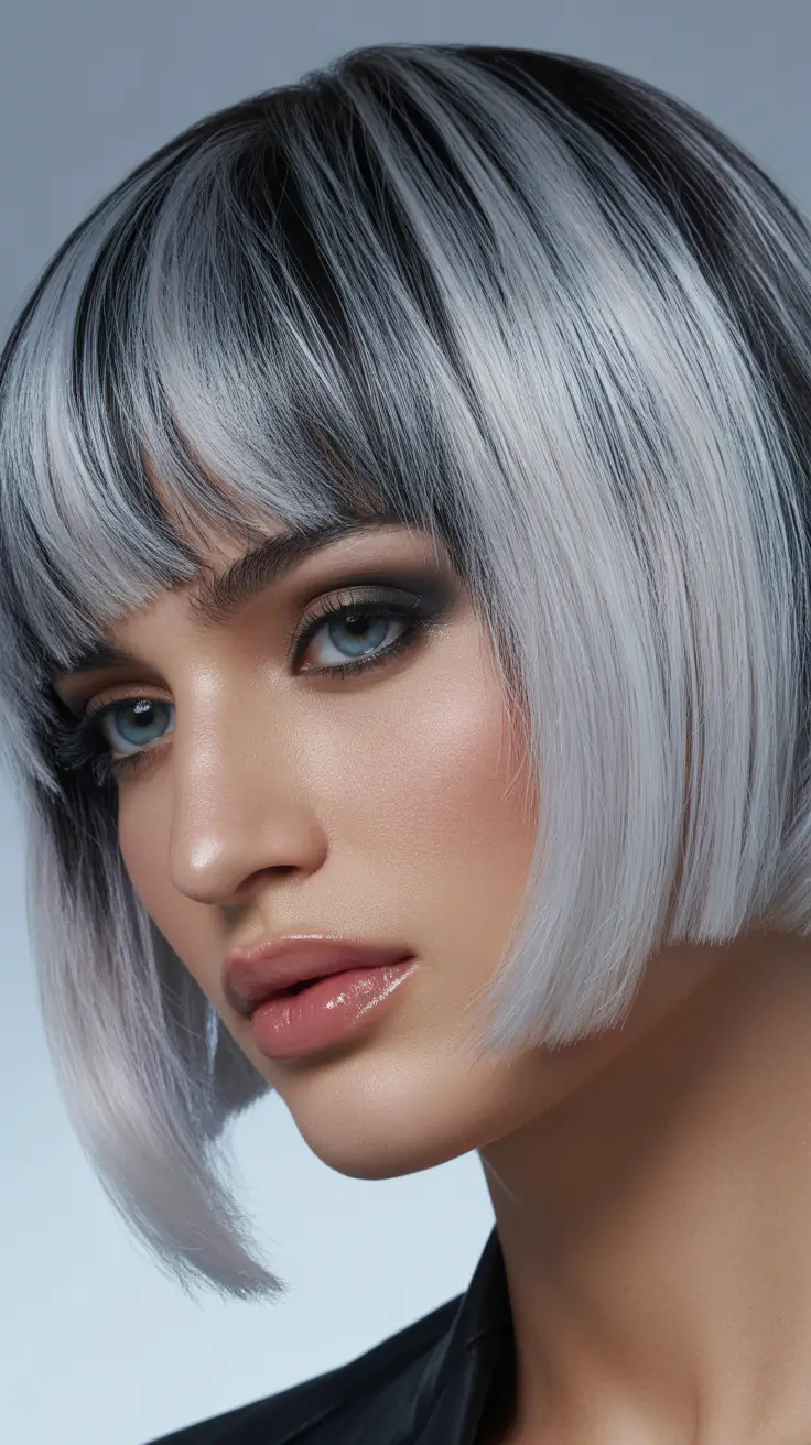 Stylish bob cuts for women 2026 Silver Ombre Bob With Smoky Dimension