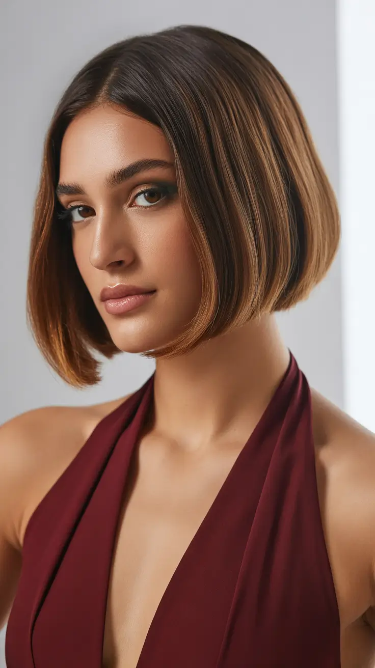 Stylish bob cuts for women 2026 Warm Honey-Bronde Bob With a Soft Curve