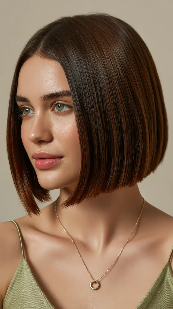 Stylish bob cuts for women 2026 Refined Brunette Bob With Seamless Shine