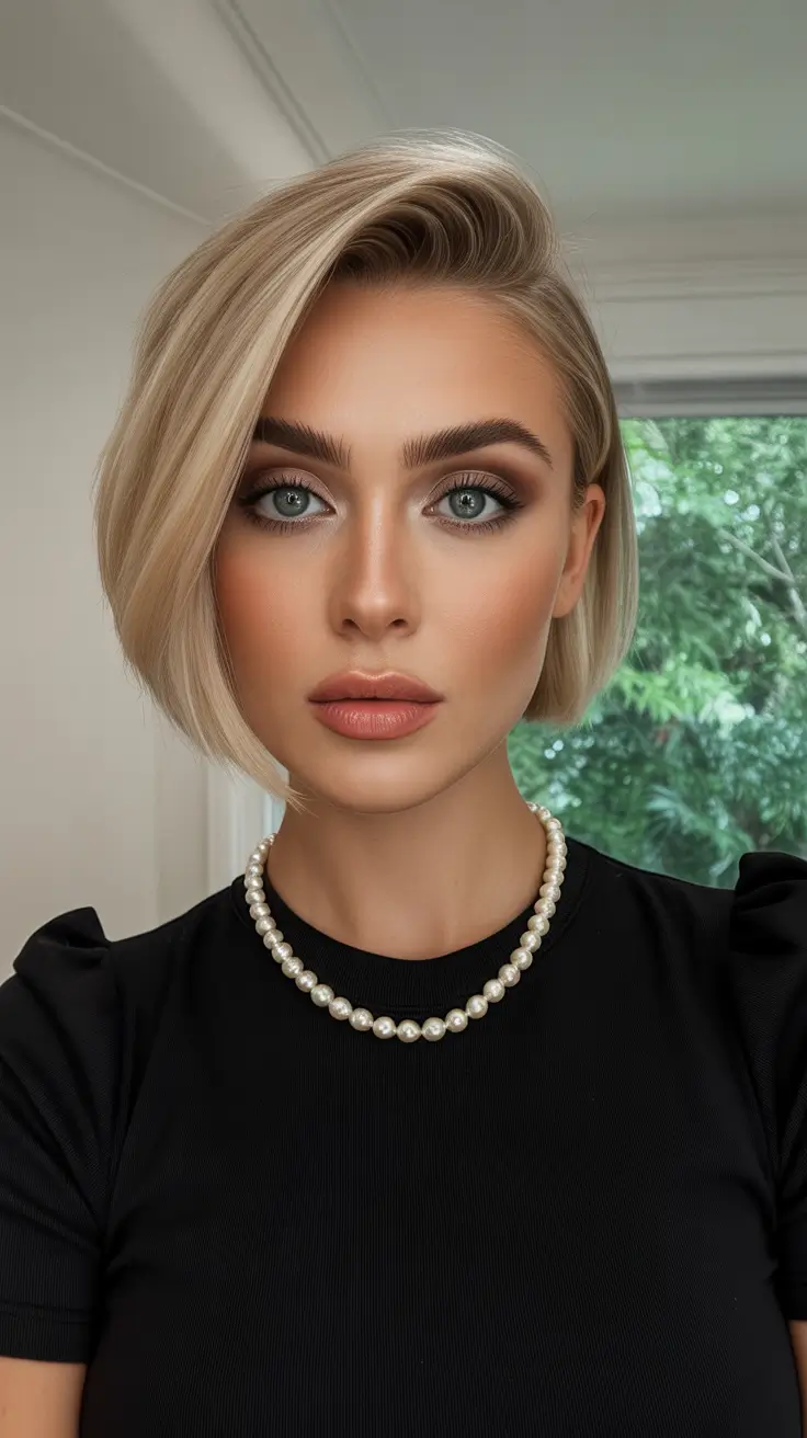 Stylish bob cuts for women 2026 Classic Angled Blonde Bob With Polished Finish